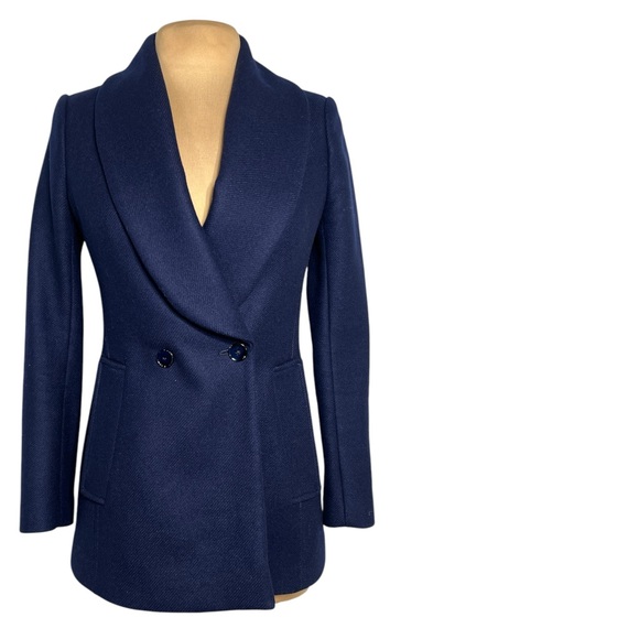 REISS MALIKA WOMENS SHAWL COLLAR WOOL COAT IN NAVY BLUE SIZE 4 - Picture 3 of 8